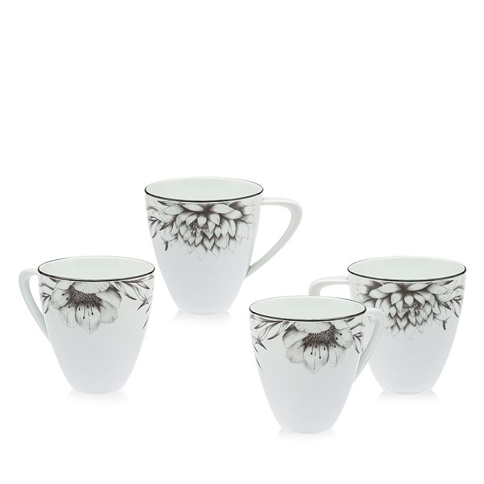 Ricci Argentieri Dahlia Dinnerware Mugs, Set Of 4 In White/black