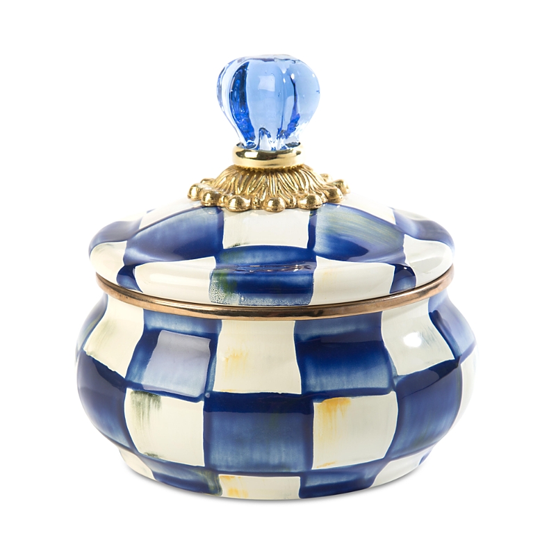 Mackenzie-childs Mackenzie Childs Royal Check Enameled Steel Squashed Pot