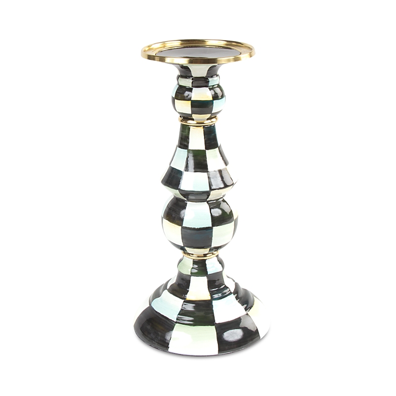 MacKenzie-Childs Courtly Check Enamel Pillar Candlestick, Large