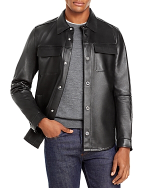 Karl Lagerfeld Paris Leather Shirt Jacket