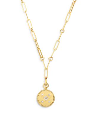 18K Yellow Gold Venetian Princess Diamond Medallion Lariat Necklace, 19&amp;quot;
