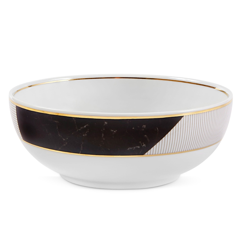 Vista Alegre Set Of Four Carrara Cereal Bowls In Black/white