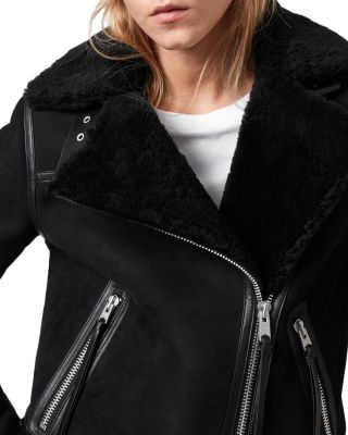 suede shearling biker jacket