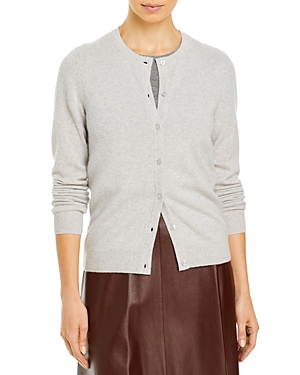 C By Bloomingdale's Crewneck Cashmere Cardigan - 100% Exclusive In Light Gray