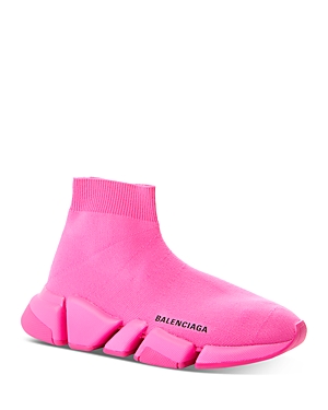 Balenciaga Speed Lt. 20 Fluorescent Knit Sock Sneakers In Rose Pink
