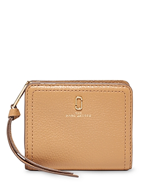 Marc Jacobs Mini Compact Leather Wallet In Dirty Chai