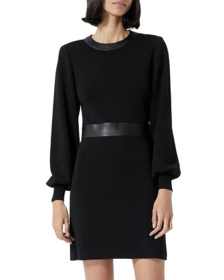 The Kooples Faux Leather Trim Knit Dress | Bloomingdale's Women