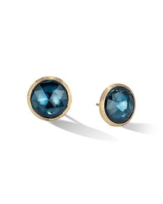 Marco Bicego 18K Yellow Gold Jaipur Color London Blue Topaz Large Stud Earrings