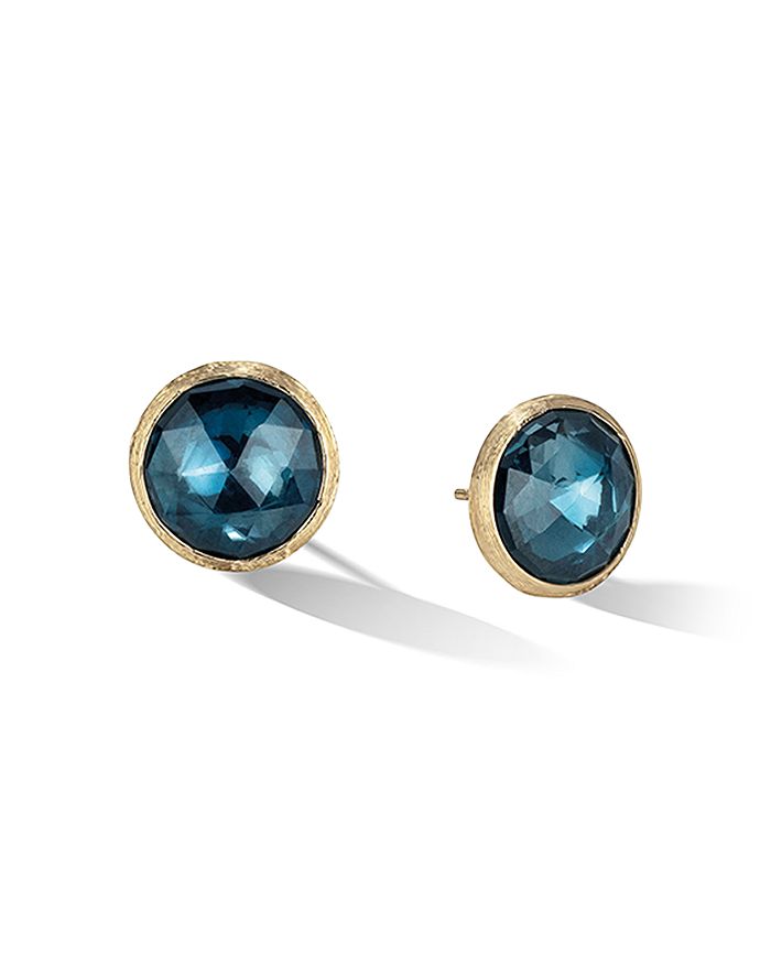 MARCO BICEGO 18K YELLOW GOLD JAIPUR COLOR LONDON BLUE TOPAZ LARGE STUD EARRINGS,OB1739-TPL01-Y