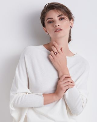 18K Yellow Gold Jaipur Color Amethyst Large Stud Earrings