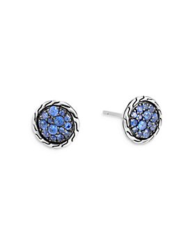 JOHN HARDY - Sterling Silver Classic Chain Blue Sapphire Stud Earrings