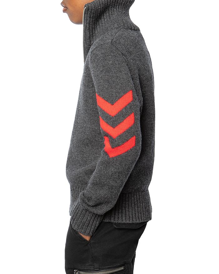 Shop Zadig & Voltaire Boys' Tim Wool Blend Quarter Zip Sweater - Little Kid, Big Kid In Gris