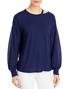 Status by Chenault Mixed Texture Long-Sleeve Boxy Top