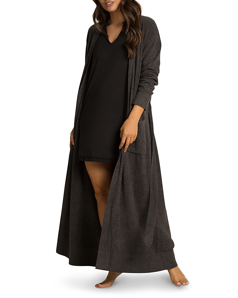 Barefoot Dreams Cozychic Lite Ribbed Long Robe In Carbon