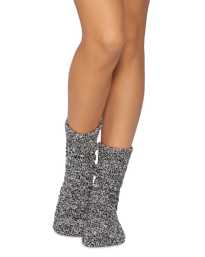 Barefoot Dreams Cozychic Heathered Plush Socks In Black/whit