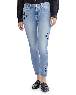 7 For All Mankind STAR EMBROIDERED ANKLE SKINNY JEANS IN TRIO