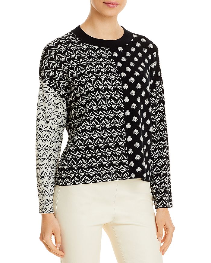 Weekend Max Mara Mixed Pattern Pullover Sweater In Black