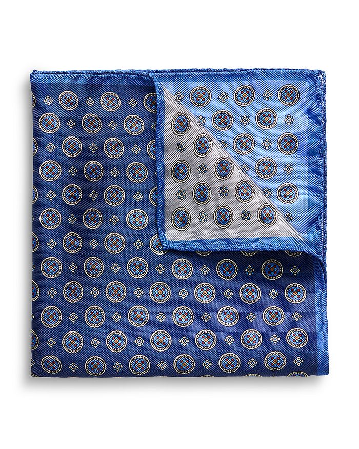 Shop Eton Four Medallion Silk Pocket Square In Blue