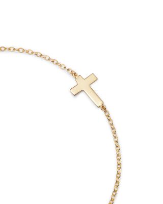 14K Yellow Gold Small Cross Bracelet 
