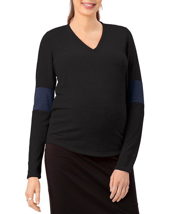 STOWAWAY COLLECTION ELBOW TRIM MATERNITY SWEATER,2039ELBOWCUFFSWEATR