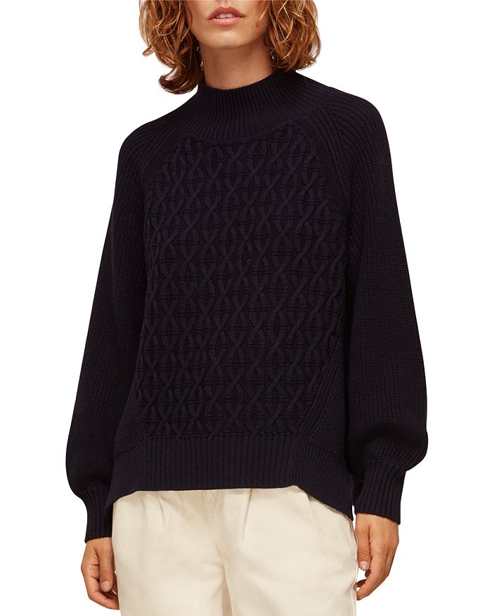 Cable knit mock turtleneck sweater top