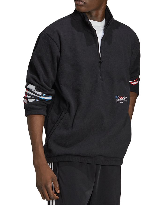 ADIDAS ORIGINALS ADICOLOR TRICOLOR POLAR FLEECE HALF-ZIP SWEATSHIRT