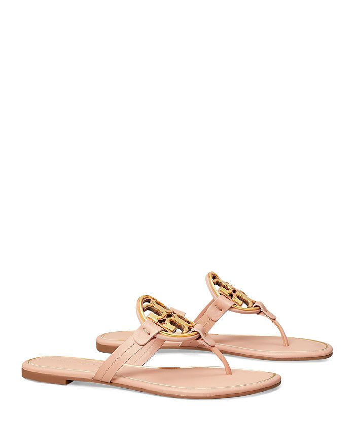 TORY BURCH WOMEN'S METAL MILLER LEATHER THONG SANDALS,75428