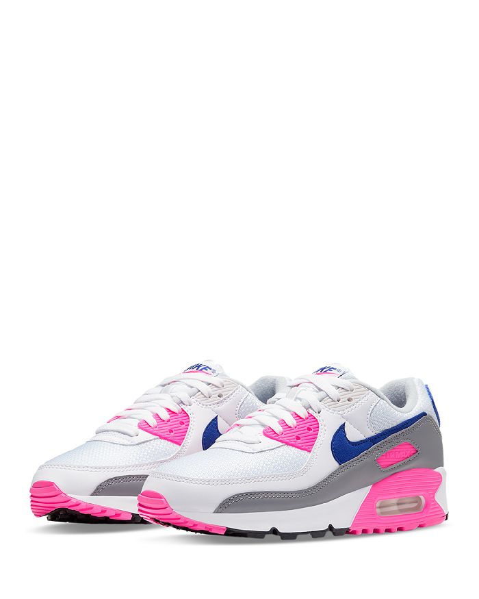 Nike Women's Air Max 90 Low Top Sneakers In White/pink/blue