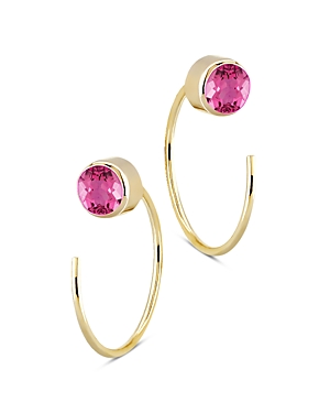 Bloomingdale's Pink Tourmaline Stud and Front Back Hoop Earrings in 14K Yellow Gold - 100% Exclusive
