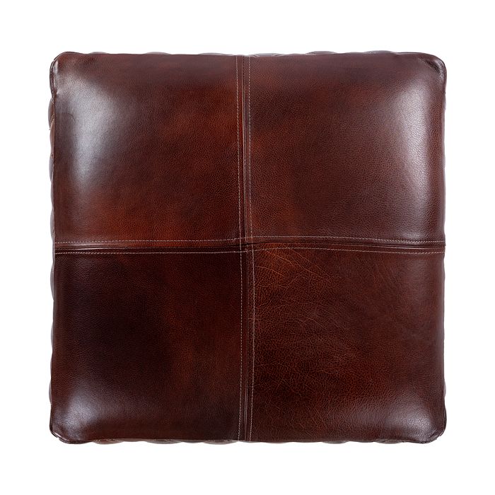 Surya Leonardo Leather Pouf In Brown