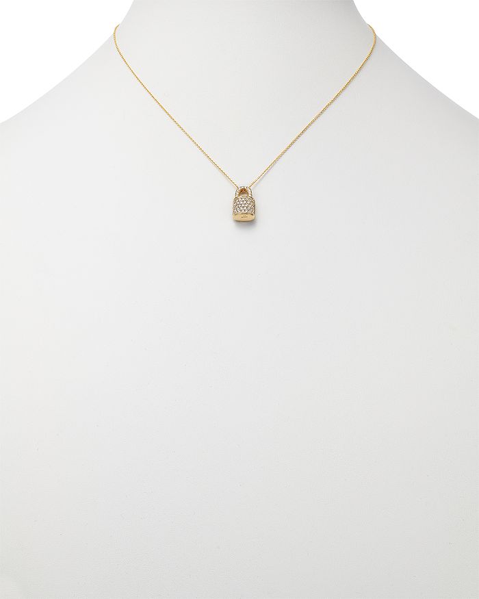 18K Yellow Gold Diamond Padlock Pendant Necklace, 16