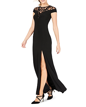 Adrianna Papell Embellished Illusion-Yoke Gown