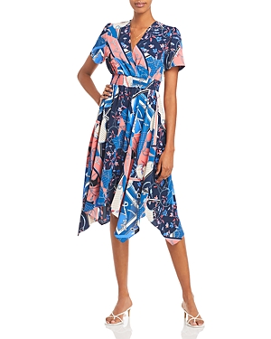 Aqua Scarf Print Fit-and-Flare Dress - 100% Exclusive