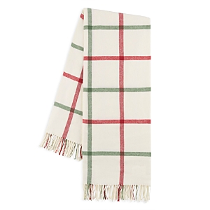 Lands Downunder Plaid Cotton Blend Throw In Olive/red Poppy