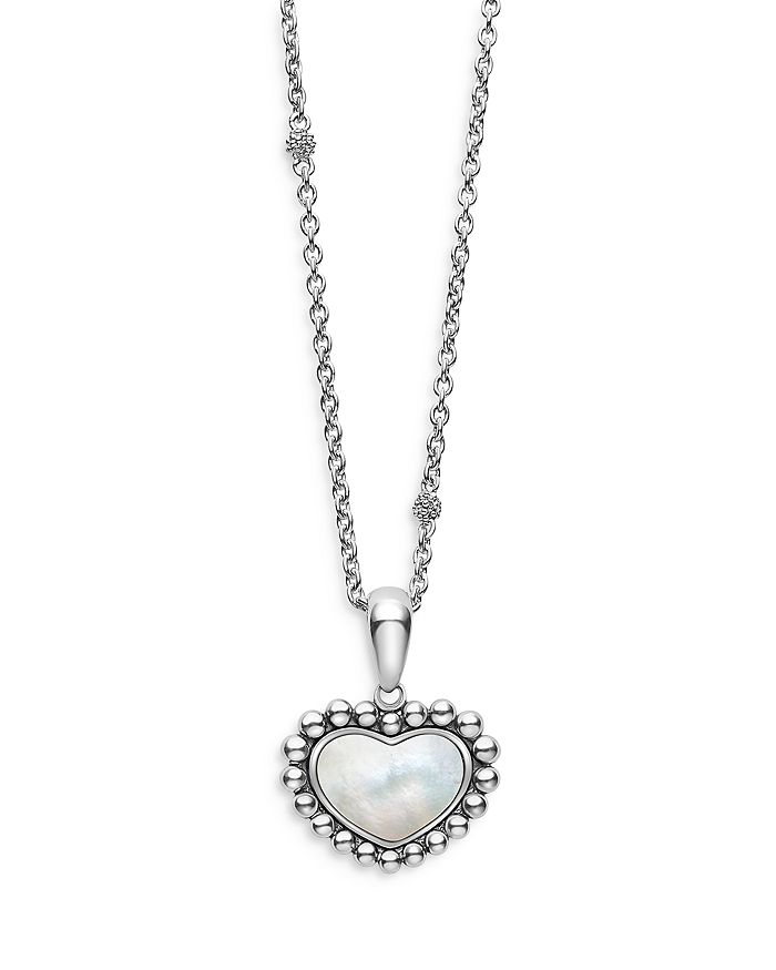 LAGOS Sterling Silver Maya Mother of Pearl Inlay Heart Pendant