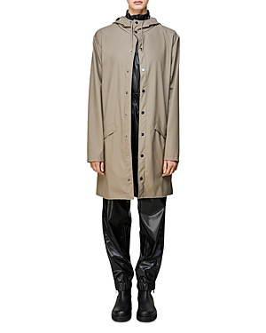 Shop Rains Mid-length Hooded Raincoat In Taupe