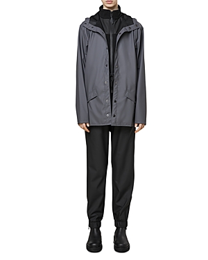 Rains Short Hooded Raincoat In Charcoal