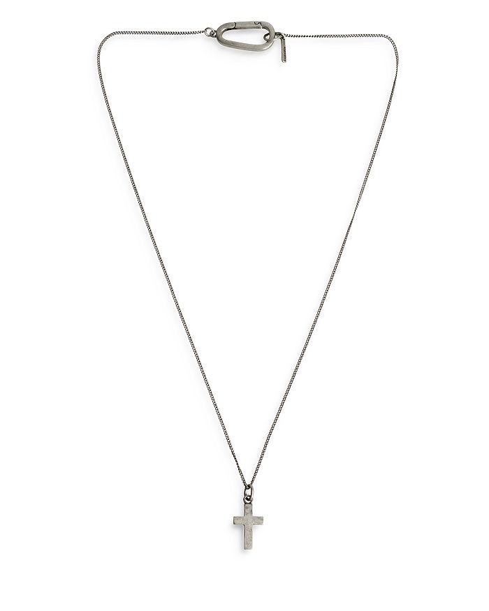 Shop Allsaints Sterling Silver Cross Pendant Necklace, 18 In Warm Silver