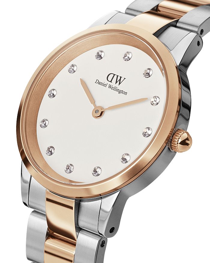 Wellington Womens & Dw00100358 Iconic Link Lumine Stainless-steel Japanese Quartz Watch In Rose Gold/ Silver | ModeSens