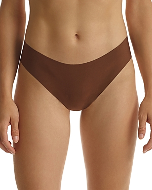 Shop Commando Butter Mid-rise Thong In Cinnamon