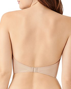 HWDI Womens Plunge Deep V Push Up Low Back Convertible Bra with Clear Straps and Extension Padded Multiway Brasiere