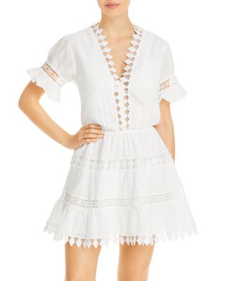 Peixoto Ora Cotton Embroidered Mini Dress Swim Cover Up