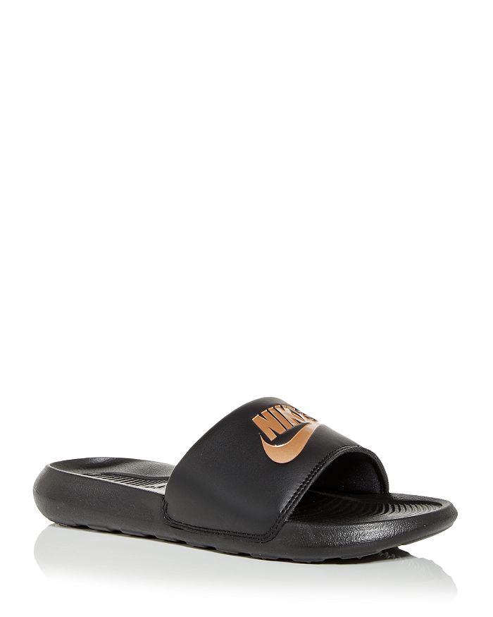 Nike Women's Victori One Slide Sandals From Finish Line In Black/gold