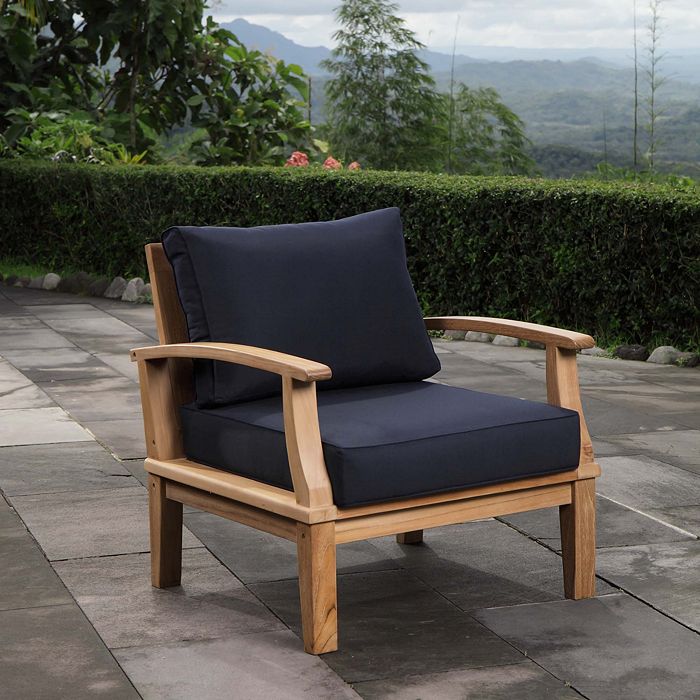 Modway Marina Outdoor Patio Teak Armchair In Natural Navy