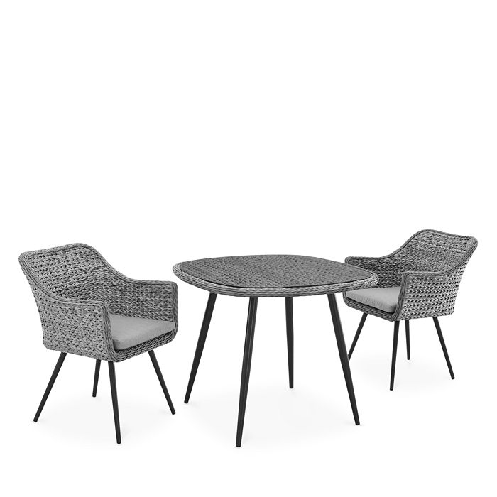 Modway Endeavor 3 Piece Outdoor Patio Rattan Dining Set In Gray