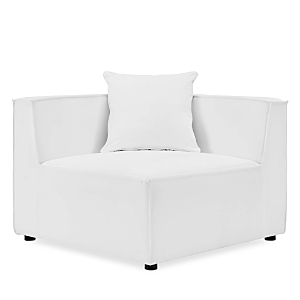Modway Saybrook Outdoor Patio Upholstered Sectional Sofa Corner Chair In White