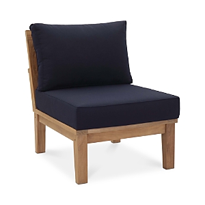 Modway Marina Outdoor Patio Teak Armless Chair In Natural Navy
