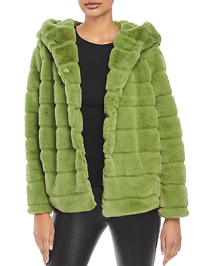 Apparis Goldie Faux-fur Panelled Coat In Epsom Green