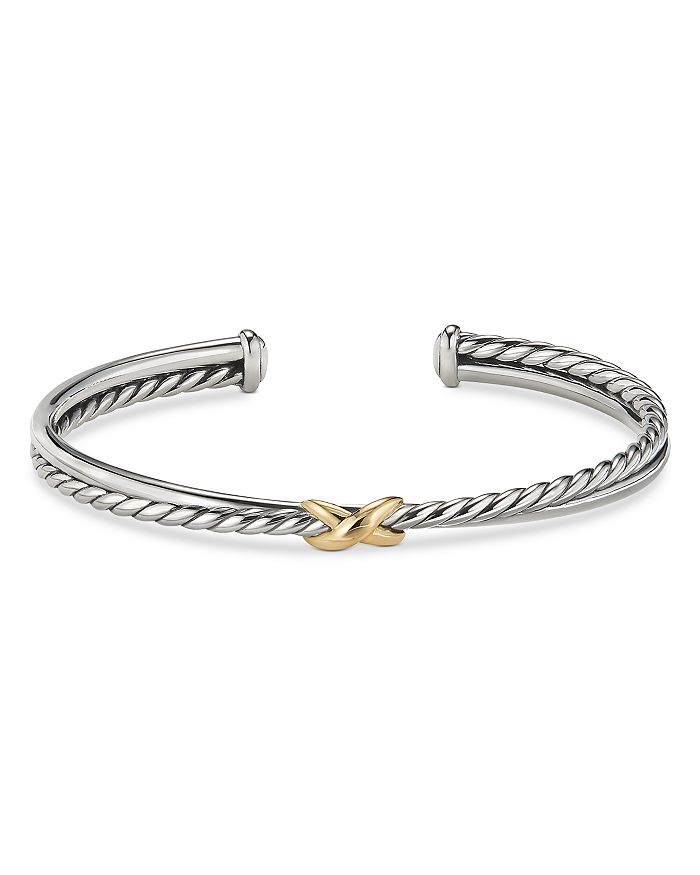David Yurman - Sterling Silver & 18K Yellow Gold Petite X Cuff Bracelet
