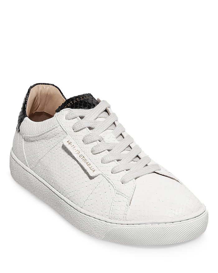 ALLSAINTS WOMEN'S ALMOND TOE EMBOSSED LEATHER LOW TOP trainers,ZW0451